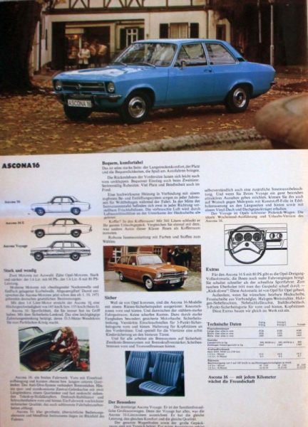 Opel Modellprogramm 1971 Automobilprospekt (10350)
